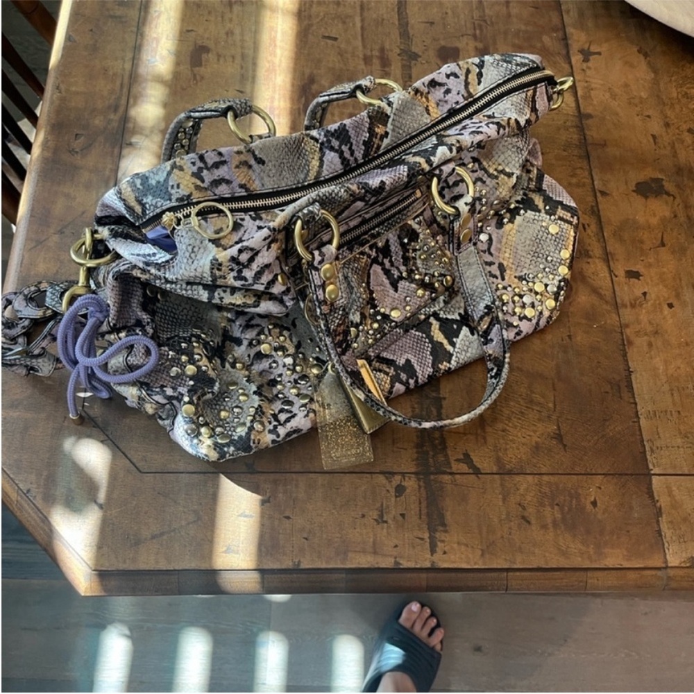 Coach Studded Snake Print Shoulder Bag - Picture 10 of 15